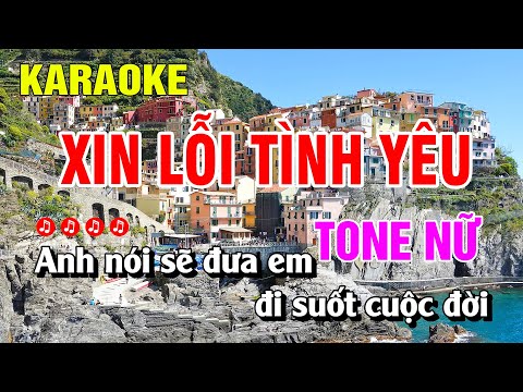 Xin Lỗi Tình Yêu Karaoke Tone Nữ Nhạc Sống Dễ Hát | Nguyễn Linh