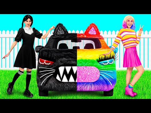 Coche Arcoiris vs Coche Negro Desafío | Desafío Loco por TeenChallenge