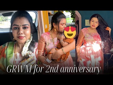 GRWM for my second wedding anniversary✨simple quick natural makeup | festive Makeup routine in Tamil