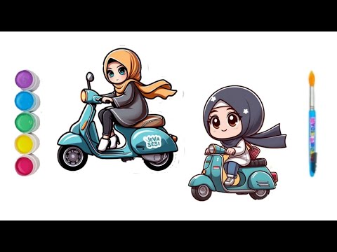 Menggambar melukis mewarnai anak anak naik motor, belajar menggambar mudah untuk anak tk & paud
