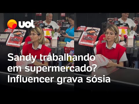 Sandy trabalhando como caixa de supermercado? Influenciador grava sósia; veja vídeo