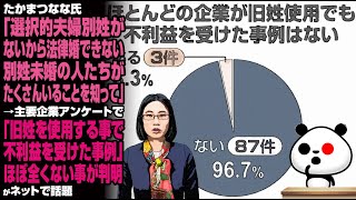 たかまつなな氏「選択的夫婦別姓がないから法律婚できない別姓未婚の人たちがたくさんいることを知って」→主要企業アンケートで「旧姓を使用