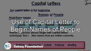 Use of Capital Letter to Begin Names of People