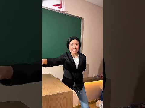 The girl was surprised when she went to school for the first time today