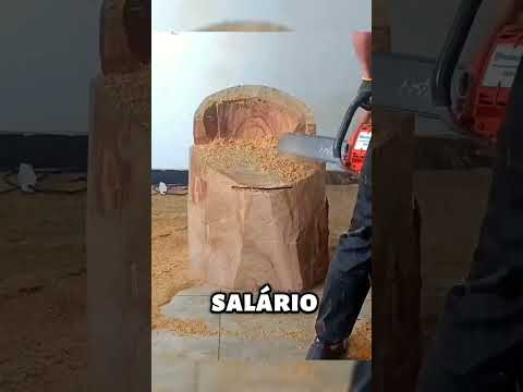 Esse homem transformou um pedaço de madeira em um belo banco #curiosidades