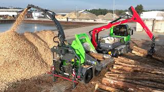 Neue Holz-Hacktechnik für Hackschnitzel LKW Mercedes Arocs 4x4 & Holzhacker, Traktor Forstwirtschaft