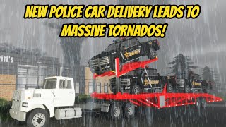 *NEW* Semi Truck Delivering Police Cars *TORNADO STORM* l Roblox American Plains Mudding Roleplay