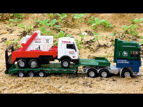 story about excavator, crane, fire truck helping trucks | video finding truck in cave