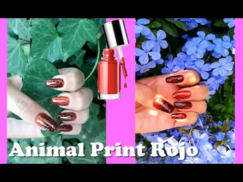 Nail art animal print rojo