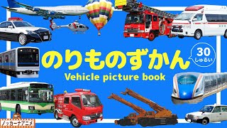 【乗り物図鑑】人気のはたらくくるまや電車・新幹線など30種！知育アニメ【赤ちゃん・子供向け】Vehicle  picture book for kids