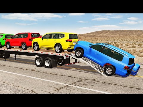 TRANSPORTING PIXAR CARS & FRUITS WITH COLORED & JOHN DEERE vs CLAAS vs TRACTORS - BeamNG.drive #983