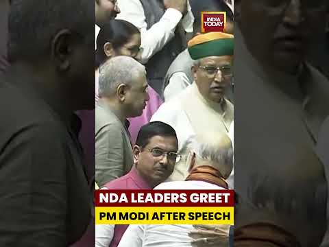 NDA Leader Greet PM Modi After his Lok Sabha Speech | #shorts #nda #narendramodi #loksabha