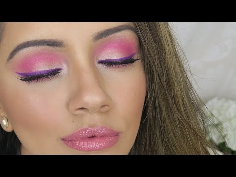 HOT PINK Makeup Tutorial + Lilac Eyeliner