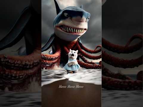 Daddy Fights Monster to Save a Kitten 🐈👊🐙 #ai #cat #meowmeowmeow #meow #catlover #story #cutecat