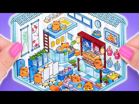 Autocollants de scènes d’animaux adorables 🐼🌿🍰 Cafés, aires de jeux, onsen et plus