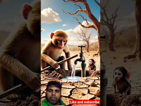 बंदर और उसका बच्चा एक ट्री हाउस बनकर रहते थे वाहा बहुत बड़ा सुखा पड़ता है तभी बंदर जमीन खोदत#cartoon