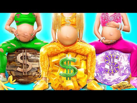 REICH VS ARM VS GIGA REICH SCHWANGERE MEERJUNGFRAU IM KRANKENHAUS🤰💸 CRAZY BABYSITTER-HACKS von 123GO