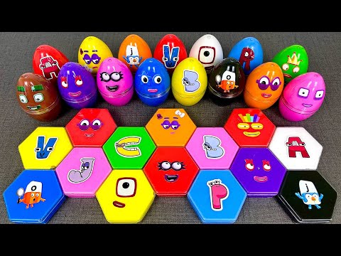 Rainbow SLIME🌈Finding Numberblocks, Alphablocks, Alphabet Lore, Dinosaur Eggs,Hexagon Coloring! ASMR