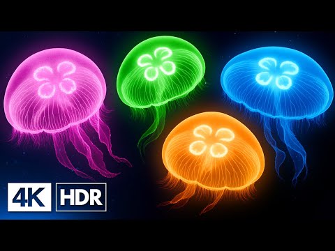 Amazing Moon Jellyfish Aquarium in 4K HDR 60fps | OLED Screensaver with Calming Music