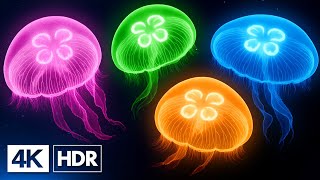 Amazing Moon Jellyfish Aquarium in 4K HDR 60fps | OLED Screensaver with Calming Music
