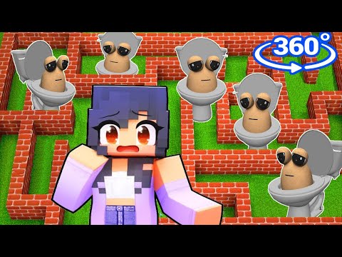 Aphmau Survive in  POU SKIBIDI TOILET MAZE in Minecraft 360°