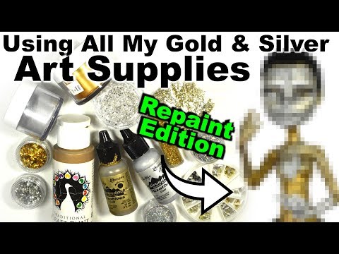 Repainting Using All My Gold & Silver Art Supplies - Doll Repaint Tutorial