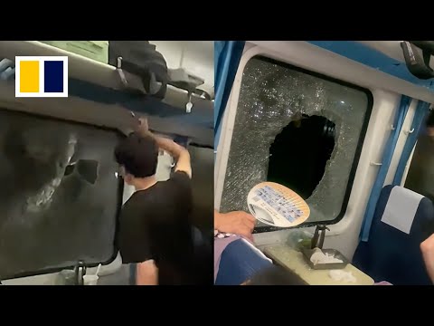 YouTube video thumbnail: Chinese man Smashes Train Window After Collision Traps Passengers on hot day