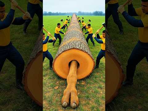Camel Rescues From Giant Log.#humanity #camel #animals #pets #funny