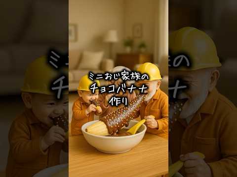 ミニおじ家族のチョコバナナ作り#おじさん #ミニチュア #ジョージ #メアリー #夫婦 #家族 #ジョン #チョコ #バナナ COEIROINK:紡戯コト