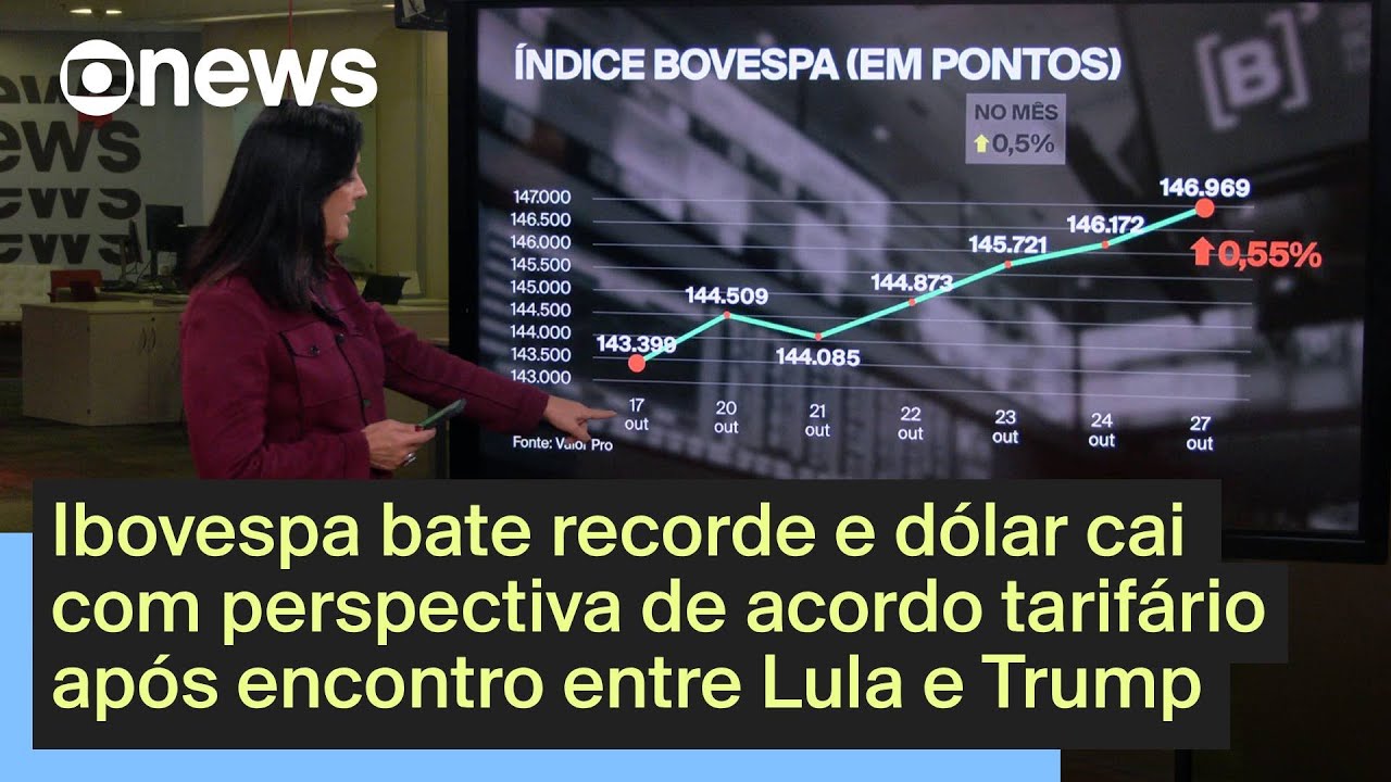 Ibovespa bate recorde e dólar cai com perspectiva de acordo tarifário entre Brasil e EUA