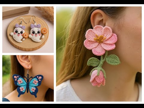 Very beautiful woolen crocheted earring design sharing ideas#design #crochet #earrings