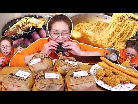 버거킹 와퍼 5개와 진라면 매운맛 3봉~! 250121/Mukbang, eating show