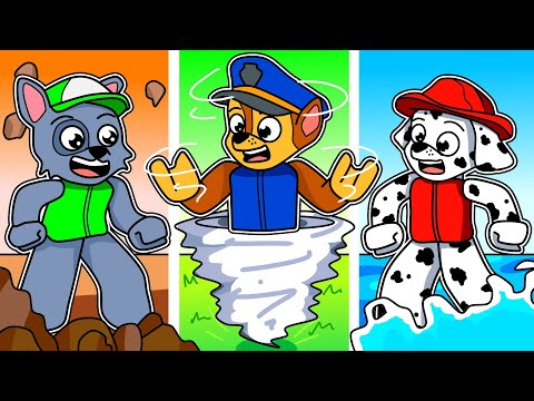 ROBLOX PERO PAW PATROL TIENEN PODERES ELEMENTALES 🔥💧 CHASE, MARSHALL Y ROCKY en ROBLOX