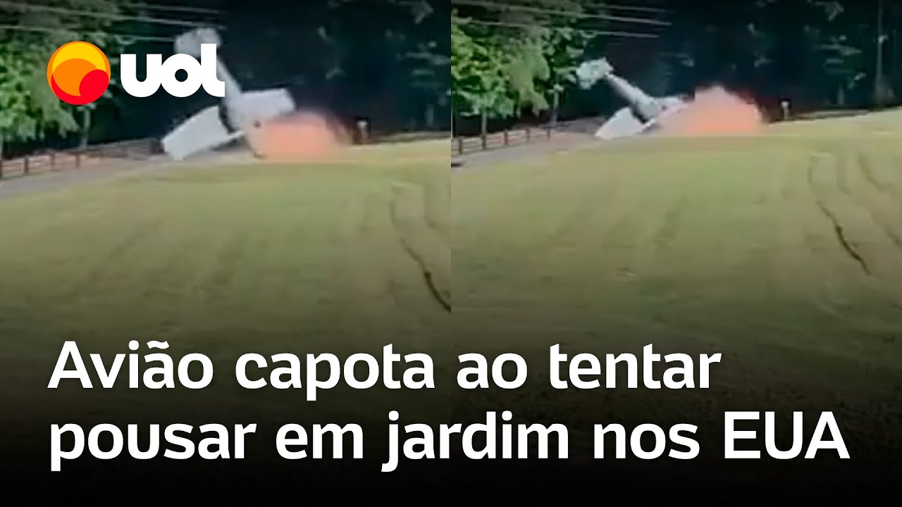 Avião derrapa e capota ao tentar pousar nos Estados Unidos; vídeo flagra aeronave dando cambalhota