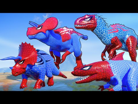 Superhero Dinosaur Fights Compilation T-Rex, Spinosaurus, Ultimasaurus Triceratops Jurassic World !