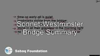 Sonnet-Westminster Bridge Summary