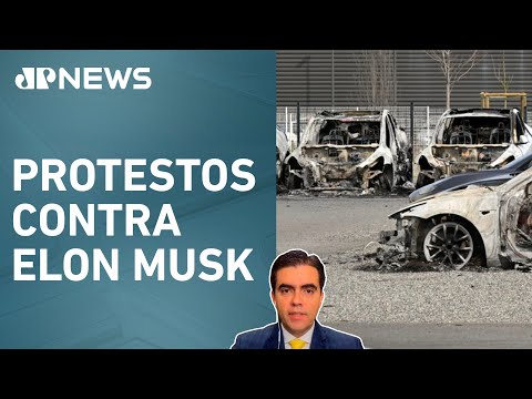 Concessionária da Tesla é incendiada no sul da França; Cristiano Vilela comenta