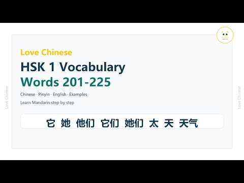 New HSK 1 Vocabulary Words 201-225 | Mandarin Vocabulary Practice | New HSK | HSK 3.0