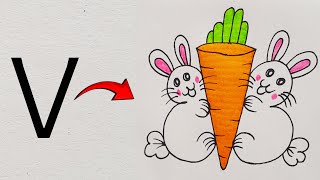How To Draw Rabbit With Carrot For Beginners | Drawing Pictures 