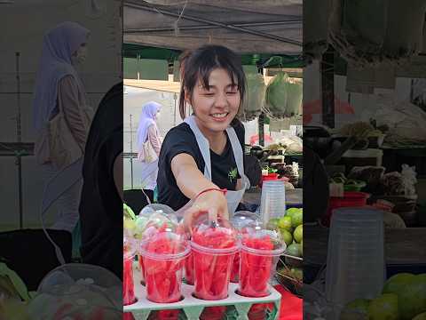Watermelon smoothie made by a beautiful Thai woman who looks like a movie star!