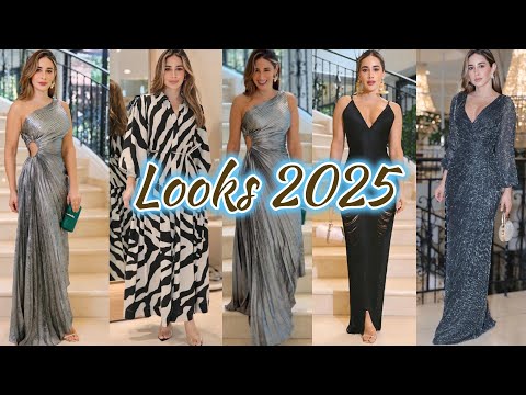 🟢LOOKS  VESTIDOS  GLAMUROSOS  Y  ELEGANTES LOS MEJORES DISEÑOS DE MODA 2025👗🥂