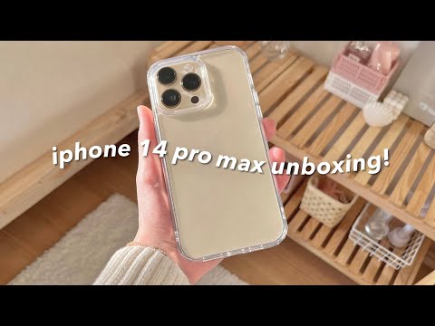  iphone 14 pro max 1TB (gold) unboxing ✨ | cute apple accessories + ios 16 set up!