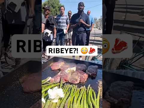Ribeye Steaks for the Homeless‼️ 🥩❤️🔥 #homeless #streetcooking #viral