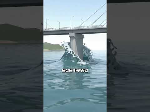 진도대교는 344m를 기둥 하나 없이 건너는 다리입니다. 초속 5m 울돌목 위를 한 번에 넘었습니다.