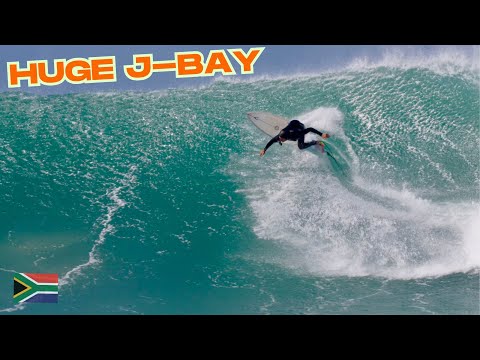 Surfing HUGE J-Bay in 40kt Offshore Winds (Unexpected POV Barrels!)