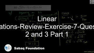 Linear Equations-Review-Exercise-7-Question 2 and 3 Part 1