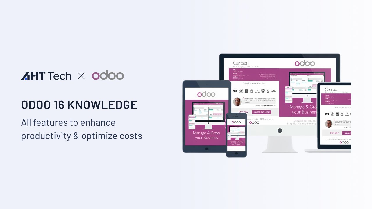 Odoo 16 Knowledge - The perfect ERP system to increase productivity and optimize costs | 31.05.2023

AHT Tech x Odoo: Unlock your business potential with our Odoo Gold partnership. We provide tailored solutions to meet all your ...