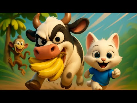 Kitten and Cow’s Banana Adventure😱🤠