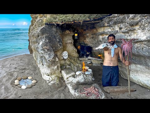 3 DAYS solo survival (NO FOOD, NO WATER, NO SHELTER) Catch and Cook, OCTOPUS. Bushcraft Camping