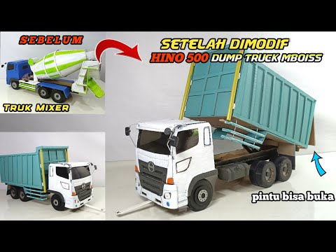 MODIF MINIATUR TRUK MIXER SEMEN JADI DUMP TRUK HINO 500 SIMPLE MBOISS